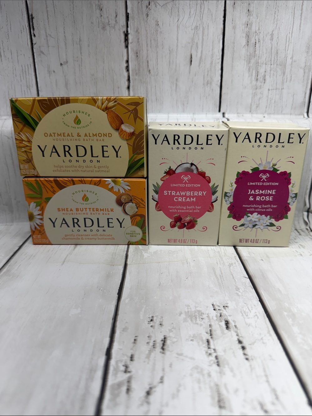 Yardley London Nourishing Bath Bars - Cream, Pink, Orange 4 Bars New